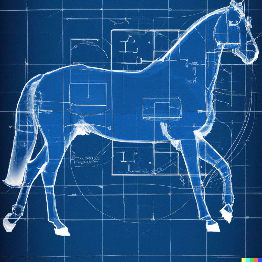 a horse, blueprint